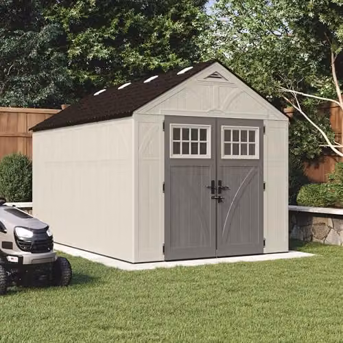 Rowlinson Suncast Tremont Resin Shed in Light Beige, W: 255 cm, D: 403 cm, H: 262 cm – 2