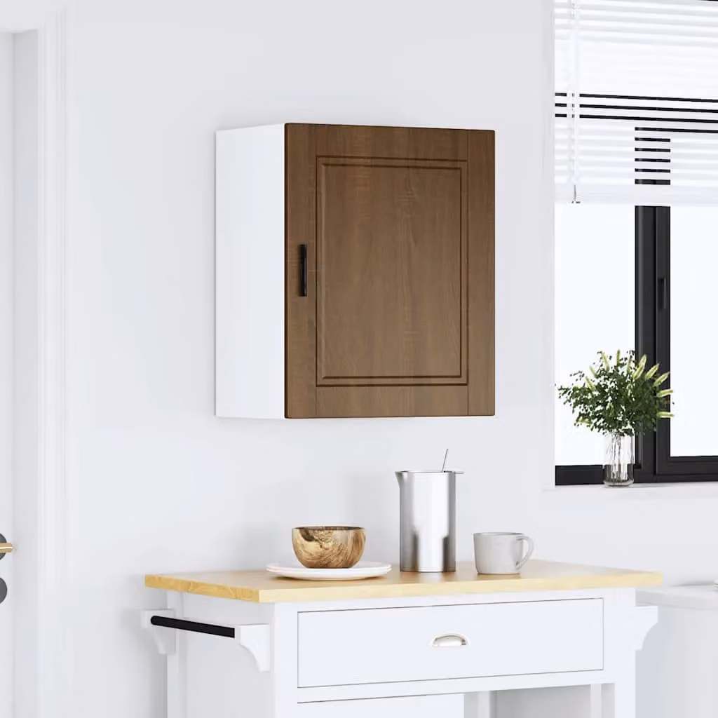 Berkfield Home Porto Kitchen Wall Cabinet in Brown Oak and Grey Engineered Wood – 2