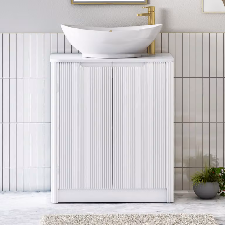 Royal Bathrooms Avenza 600mm Matt White Floor Standing 2 Door Vanity Unit with Amaze Basin