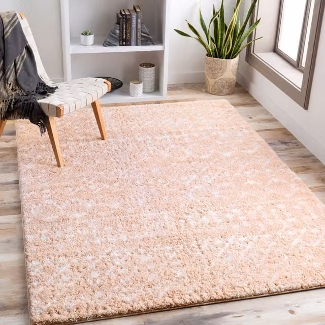 Livabliss Aliyah Boho Shag Plush Pile Living Room Rug in Pink and Brown, W: 80 cm, L: 220 cm – 1