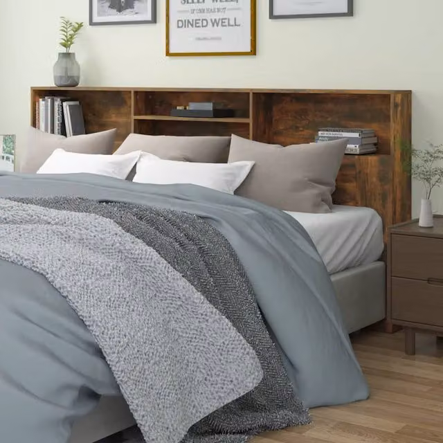 Berkfield Home Headboard Cabinet in Smoked Oak Brown, W: 220 cm, D: 19 cm, H: 103.5 cm