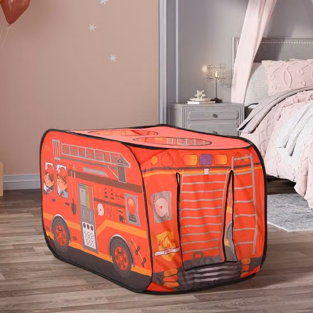 Livingandhome Kids Fire Engine-Themed Play Tent in Red