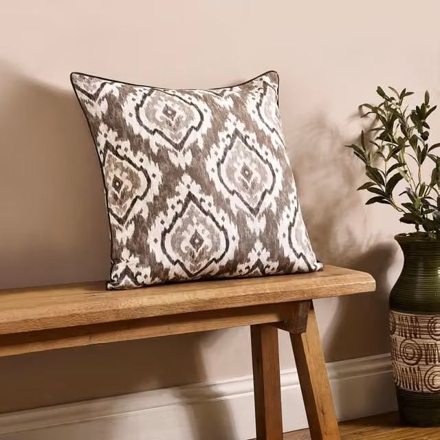Pineapple Elephant Suri Filled Cotton Cushion in Beige and Brown, W x D: 55 x 55 cm – 1