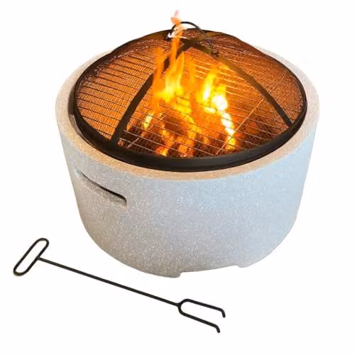 Lifestyle Appliances Adena Mgo Round Firepit BBQ Grill in Black and Grey