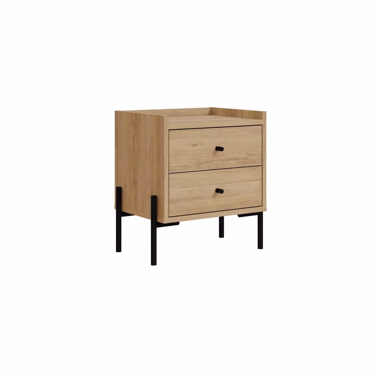 Decortie Malta Modern 2-Drawer Bedside Table in Oak – 2