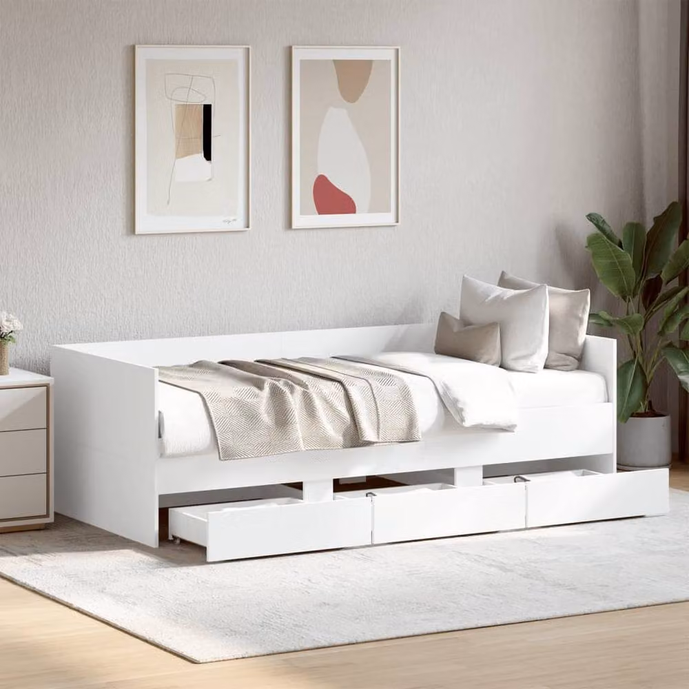 Berkfield Home Versatile Daybed with Drawers, White, W/D/H: 200 x 100 x 65 cm – 2