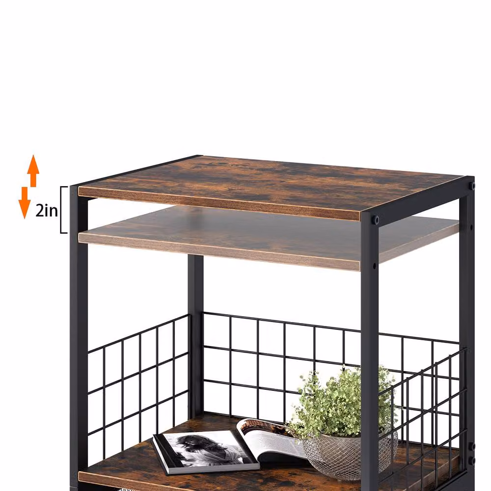 Huhote 3 Tier Brown Vinyl Turntable Stand and Record Player Storage Cabinet – 6