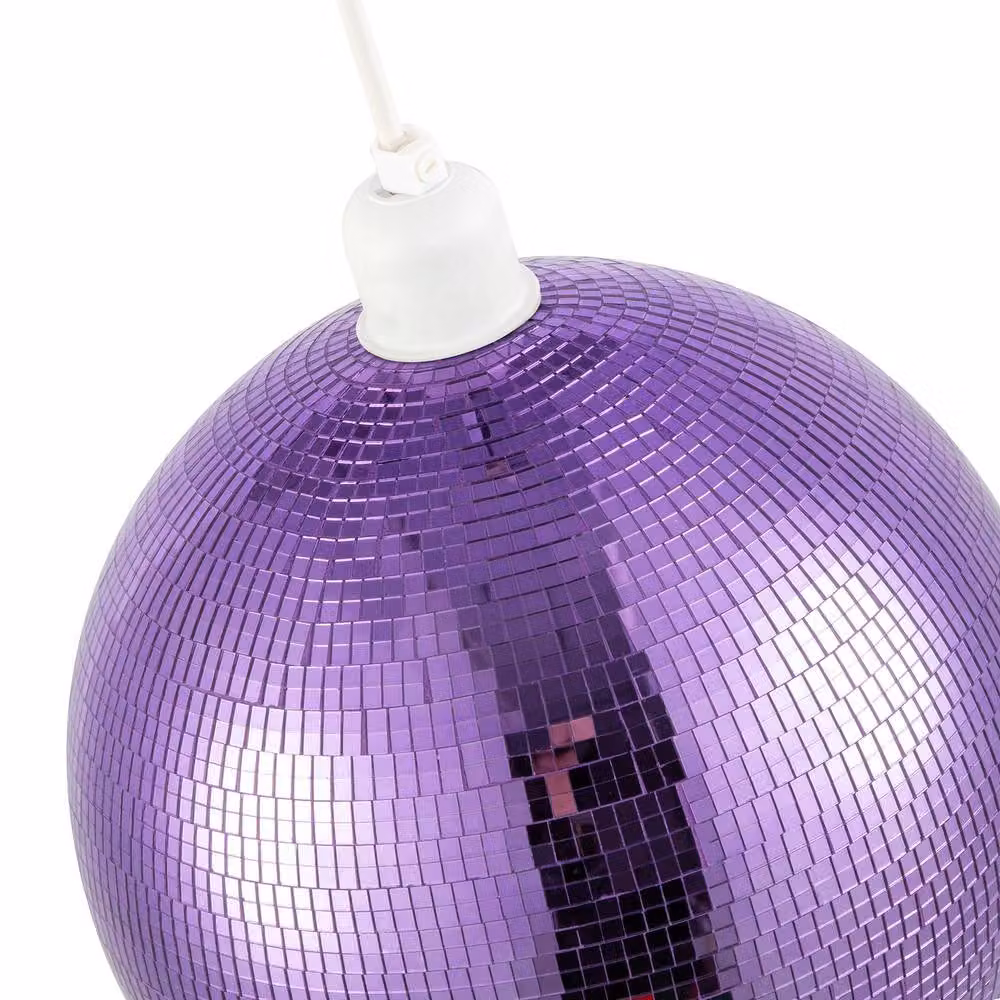 Happy Homewares Shiny Disco Mosaic Ball Pendant Shade in Purple, Diameter: 25 cm – 3