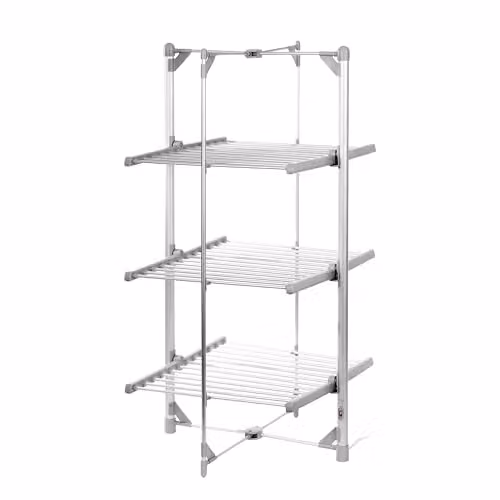 Daewoo Heated Clothes Airer in White, 3 Tier Metal Foldable Design – 1