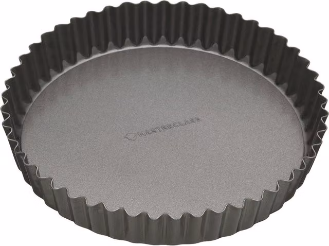 MasterClass Non-Stick Carbon Steel Fluted Loose Base Tart Tin, Grey, 23cm – 1