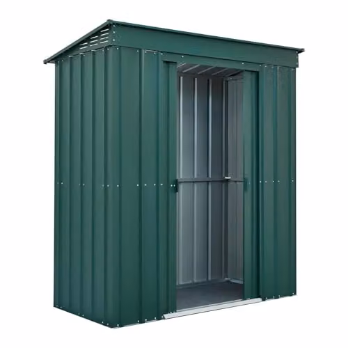 Globel Green Metal Garden Storage Shed with Pent Roof and Sliding Double Doors