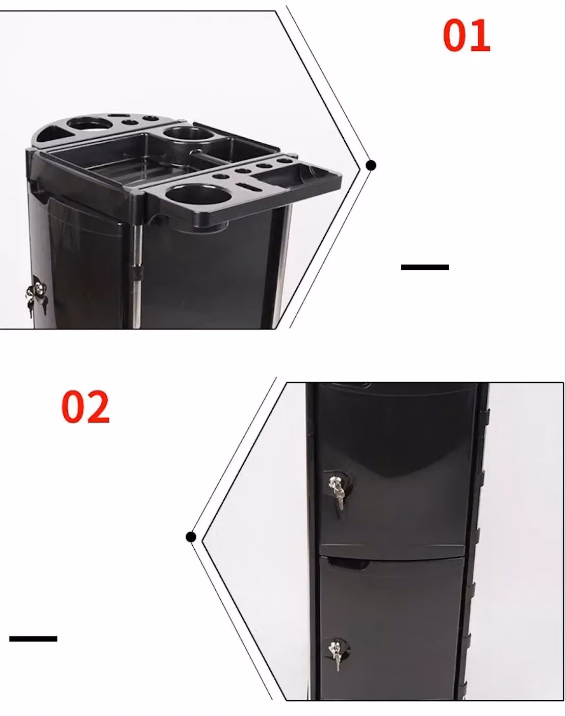 Hygrad Lockable Barber and Beauty Salon Storage Trolley Cabinet in Black – 5