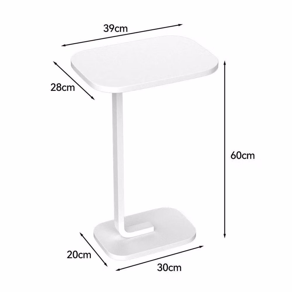 EONLION White C-Shaped Sofa Side End Table W/D/H: 100 x 60 x 100 cm – 2