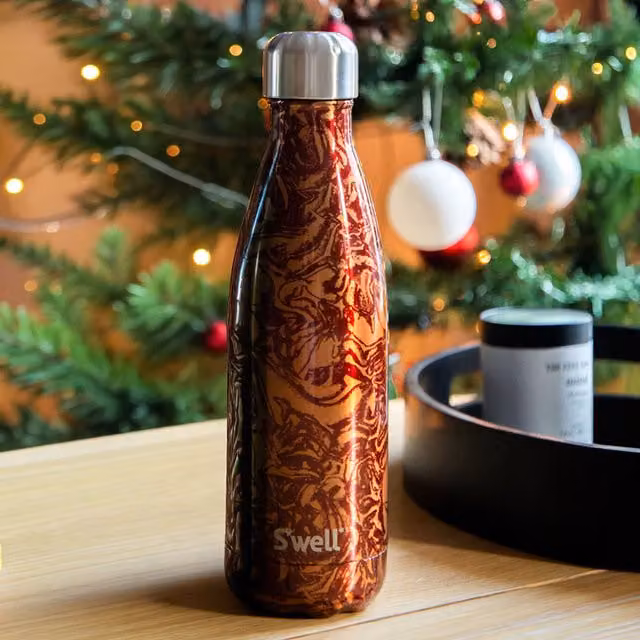 S'well Vacuum Insulated Stainless Steel Water Bottle, Red and Gold, 500ml