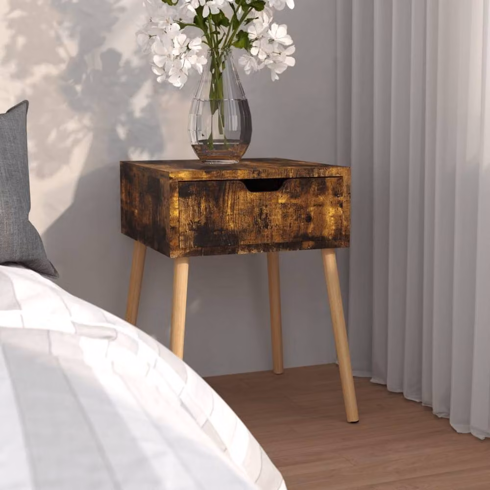 Berkfield Home Elegant Bedside Cabinet in Smoked Oak Brown, W/D/H: 40 x 40 x 56 cm – 2