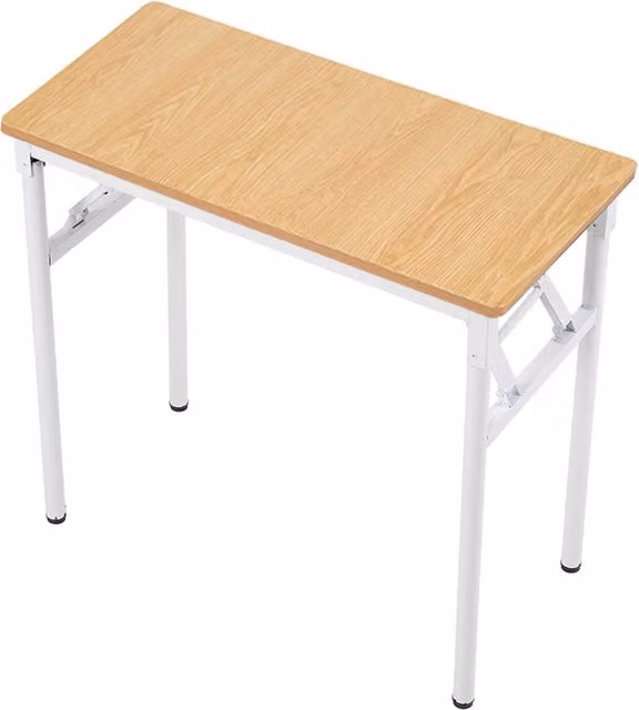 Livingandhome Modern Folding Computer Desk in Brown Wood and Metal