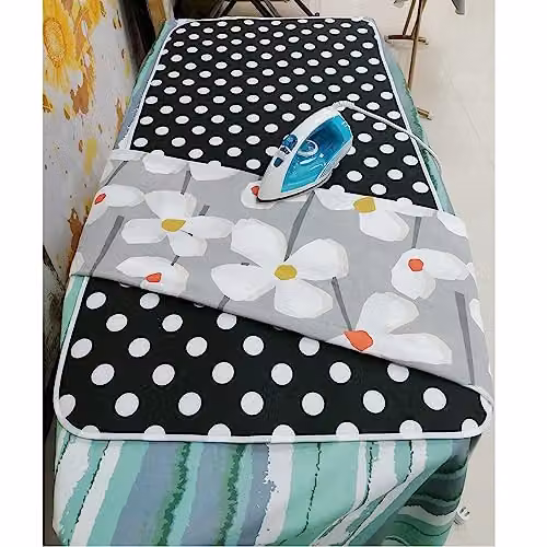 Gr8 Home Extra Large Polka Dot Ironing Board Cover and Travel Mat in Black and White, W: 140 cm, D: 70 cm – 4