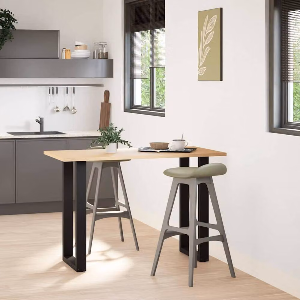Berkfield Home Modern U-Shaped Coffee Table Legs in Black Steel, 2 Pieces, H: 40 cm, W: 90-91 cm – 3
