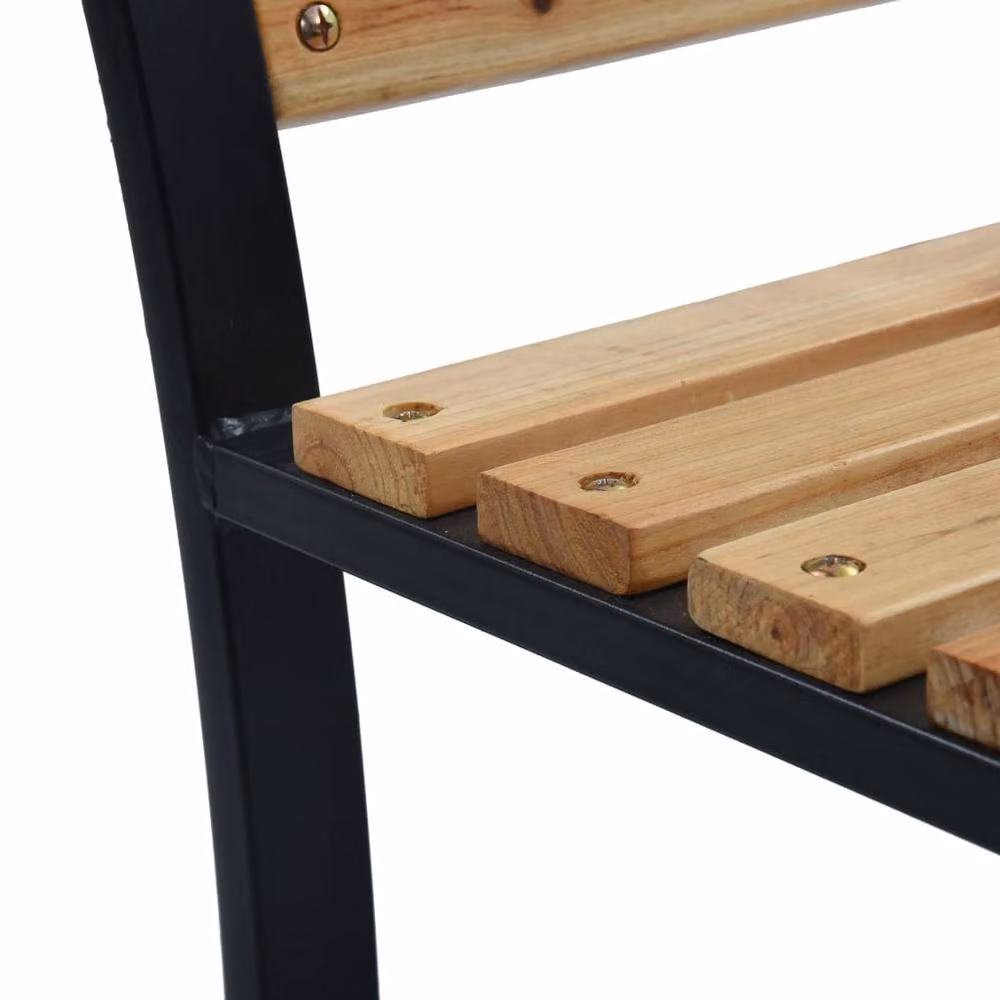 Berkfield Home Durable Brown Wood Garden Bench W: 120 cm, D: 53 cm, H: 77 cm – 4