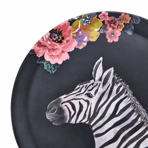 Mikasa Wild at Heart Zebra Round Melamine Serving Tray, Multicolour, Diameter: 36 cm – 4