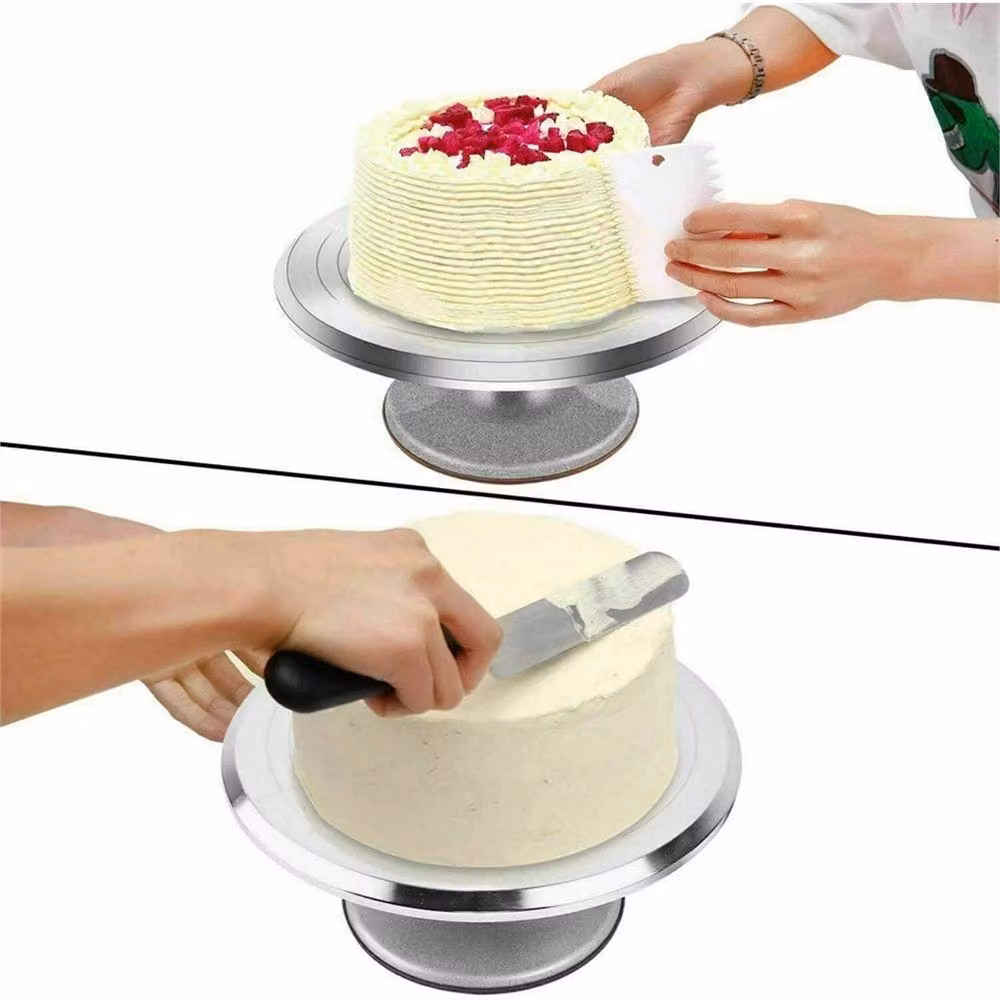 VOGREX Silver Aluminium Cake Revolving Stand 30.48 cm Diameter – 3