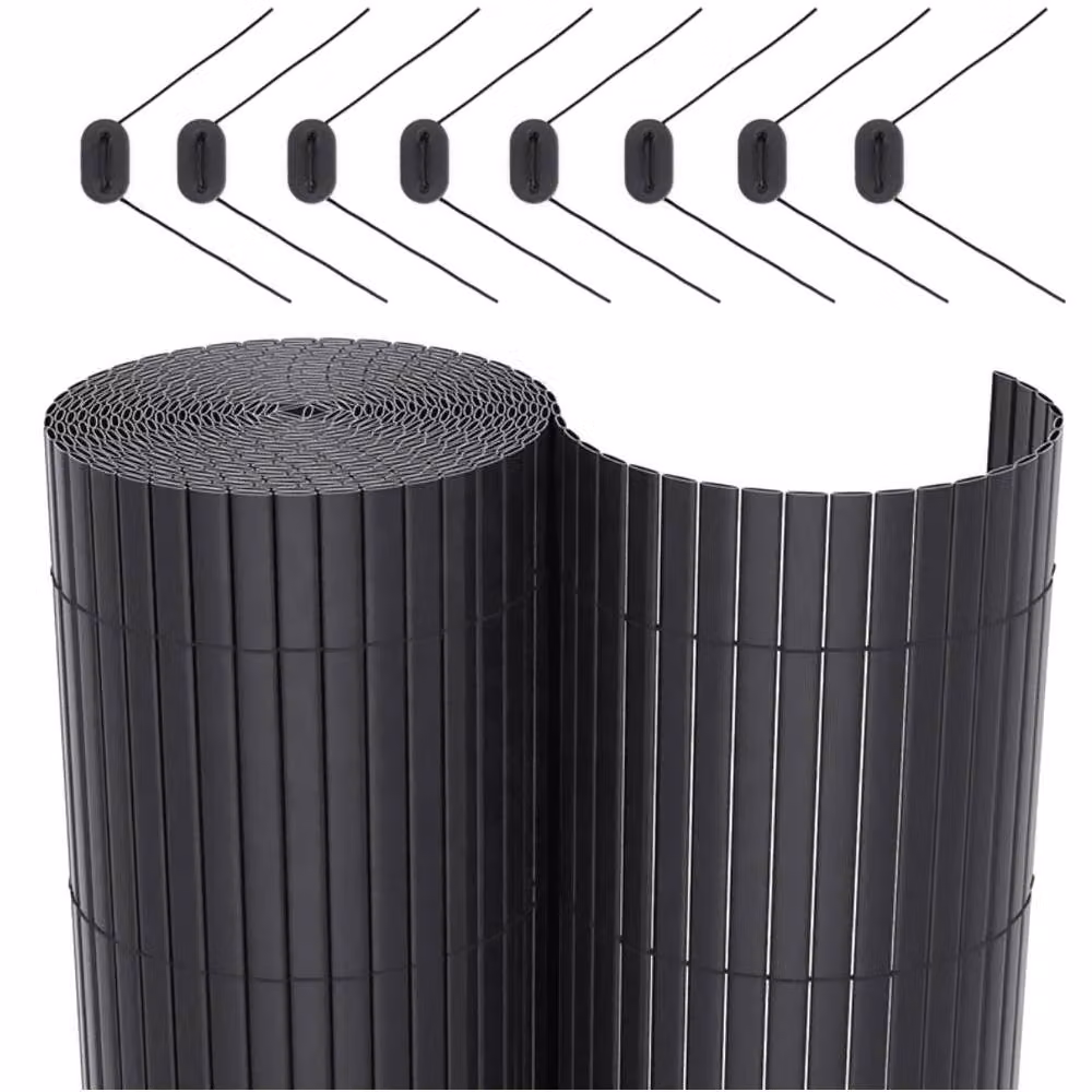 Living and Home Dark Grey PVC Opaque Privacy Garden Fence Mat, W: 300 cm, H: 100 cm – 4