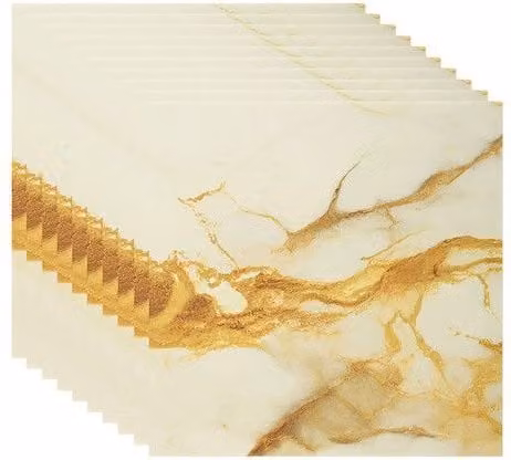 Living and Home 10pcs Gold Marble Effect Self-Adhesive Wall Stickers, W/H: 40 x 40 cm
