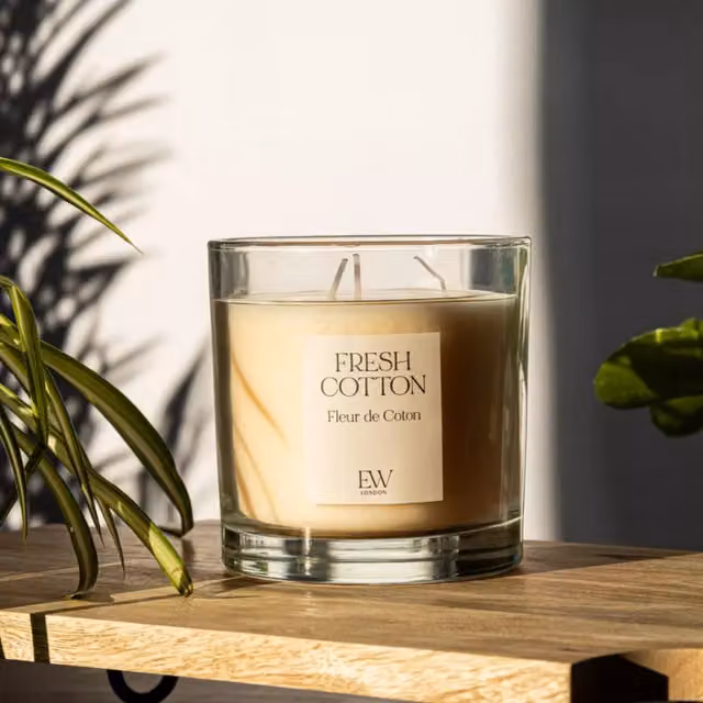 Marco Paul Fresh Cotton Scented Candle with 3 Wicks in Beige