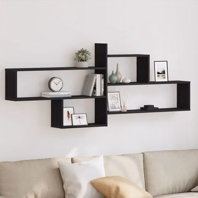 Berkfield Home Black Oak Wall Shelf, W: 167.5 cm, H: 68 cm, D: 18 cm – 1