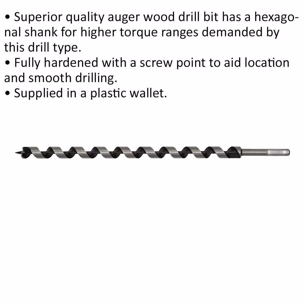 Loops Hardened Auger Wood Drill Bit with Hexagonal Shank, Multicolour, Length: 460 mm, Diameter: 20 mm – 2