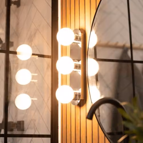 ValueLights Orbital 3 Way Chrome Wall or Ceiling Light with Opal Glass Shade and Cool White LED Bulb, IP44 Rated – 3