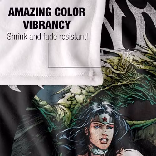 LOGOVISION Justice League Wonder Woman Dragon Cover Silky Touch Super Soft Fleece Throw Blanket, Multicolour, W: 152 cm, D: 127 cm – 2