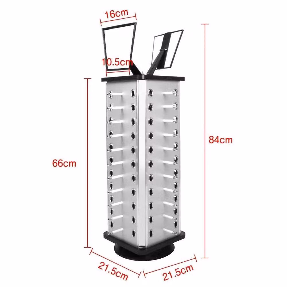 NESTLUNE 360 Degree Rotating Sunglasses Display Stand with Mirror in Silver, Capacity 44 Pairs, H 100 cm x W 15 cm x D 15 cm – 2