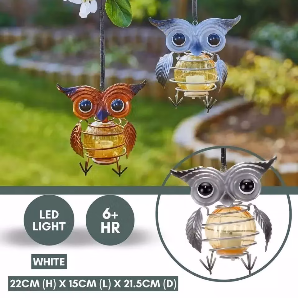 Marco Paul Solar Hanging Owl Garden Ornament in Multicolour – 3