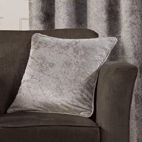 Alan Symonds Silver Crushed Velvet Square Cushion Cover, W/D/H: 45.72 x 45.72 x 45.72 cm