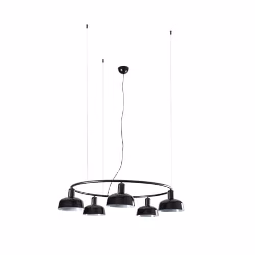FARO Barcelona Tatawin Small 5 Light Cylindrical Pendant Ceiling Light in Black – 1