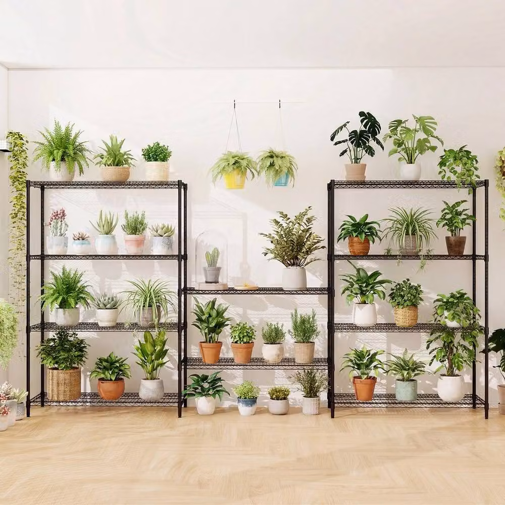 EONLION 5-Tier Metal Wire Shelving Unit in Black, W: 100 cm, H: 184 cm – 3