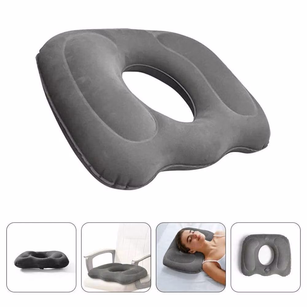 FLAVORA Grey Inflatable Donut Pressure Relief Seat Cushion, W/D/H: 190 x 100 x 1 cm – 3