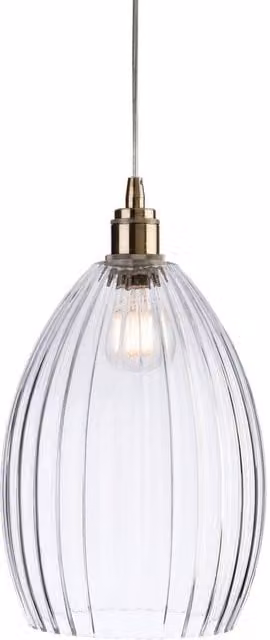 Netlighting Victory Dome Ceiling Pendant Light in Antique Brass with Clear Glass and E27 Socket