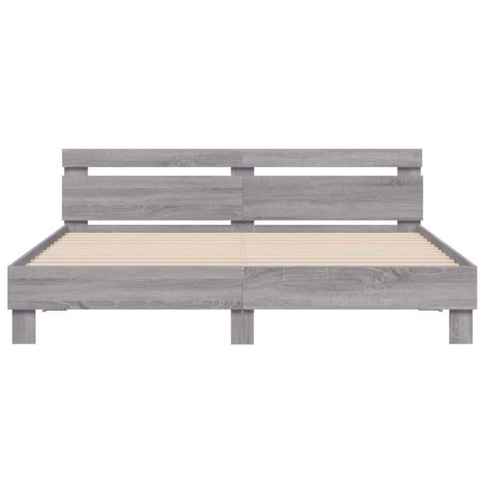 Berkfield Home Modern Bed Frame with LED Under-Bed Lighting and USB Charging Port, Grey Sonoma, W: 160 cm, D: 200 cm – 4