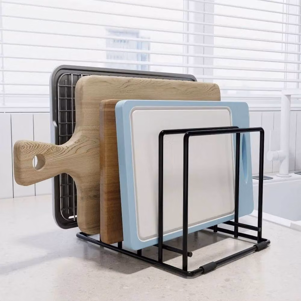 KORVIXA Black Metal Space Saving Pan Storage Rack – 5