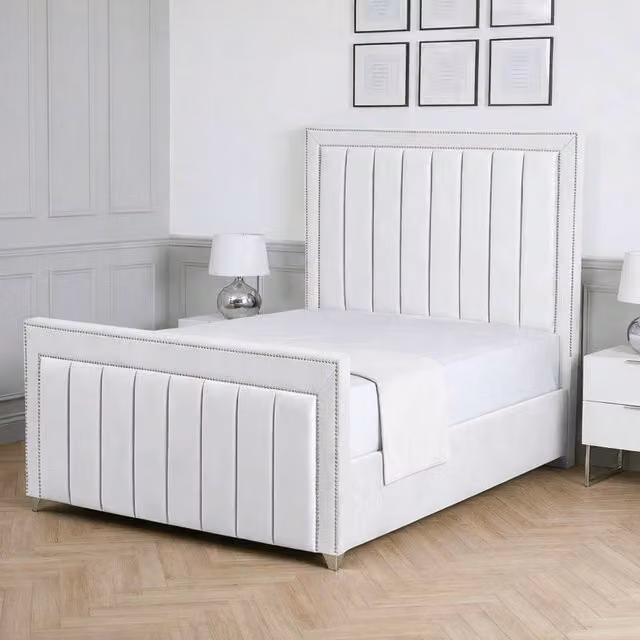 Living Comfort Bedz Royale Upholstered Gas Lift Storage Bed in White, W/D/H: 140 x 200 cm