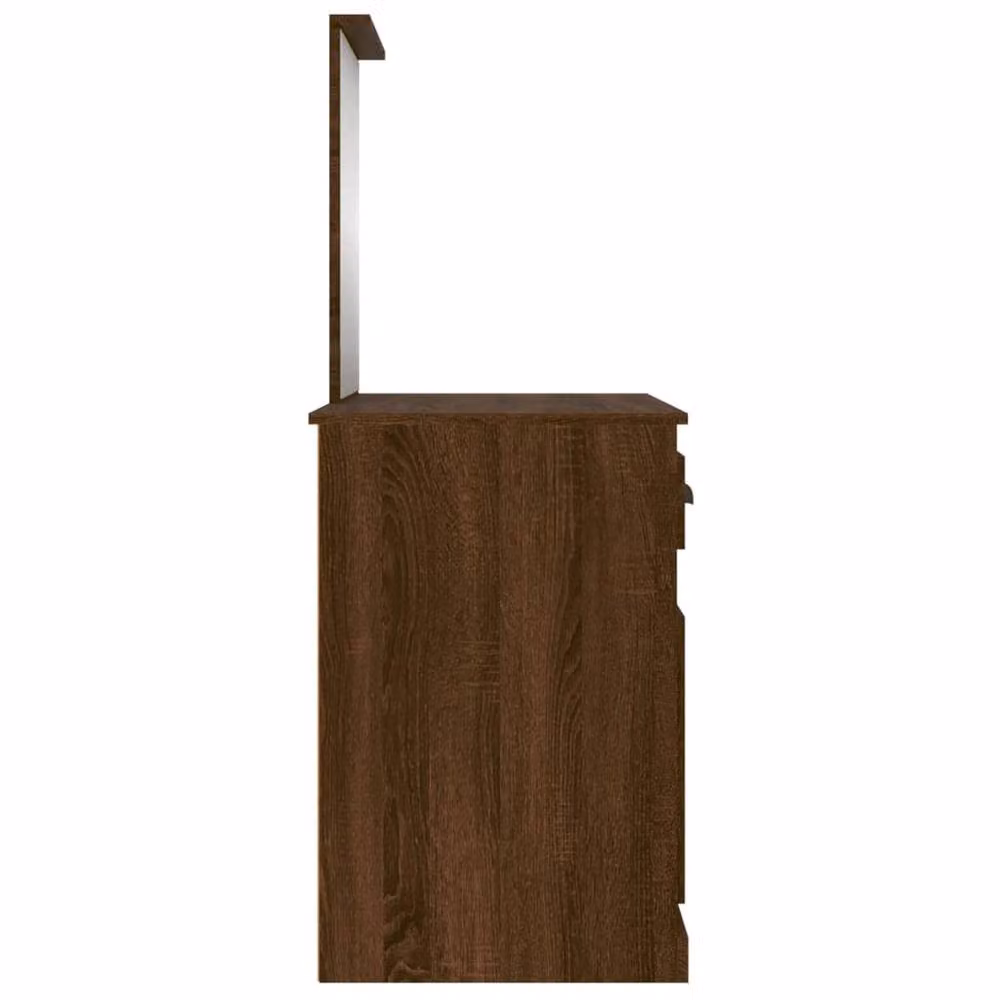 Berkfield Home Modern Dressing Table with Mirror in Brown Oak, W/D/H: 90 x 50 x 132.5 cm – 3