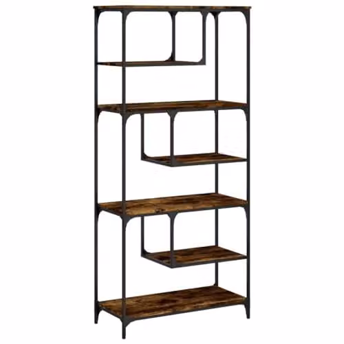 vidaXL Industrial Geometric Bookcase in Smoked Oak, W/D/H: 81 x 36 x 176 cm – 1