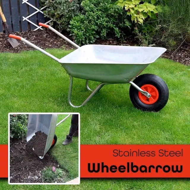 NESTLUNE Silver Stainless Steel and Galvanised Garden Wheelbarrow, 1.25kg