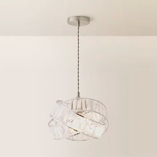 MiniSun Modern Polished Chrome and Crystal Intertwined Rings Design Pendant Ceiling Light Shade, Width: 30 cm