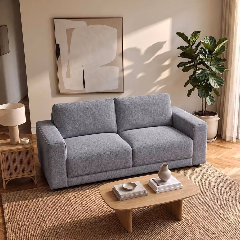 Furnishings For Less UK Melrose 2 Seater Grey Fabric Sofa with Removable Back Cushions – 3