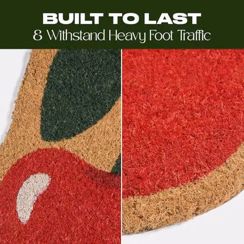 OHS Cherry Shaped Coir Doormat, Red and Multicolour, W/D/H: 50 x 55 x 1 cm – 3