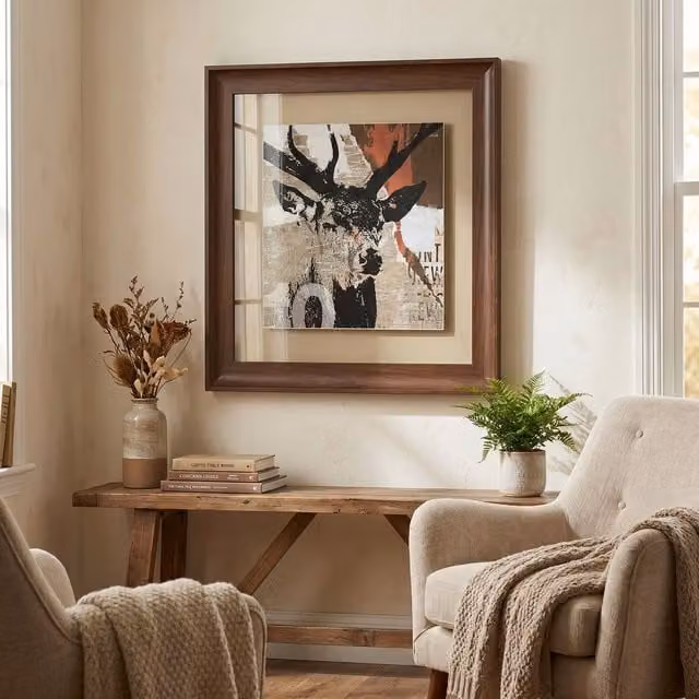 Orsina Abstract Stag Head Framed Wall Art in Brown, Red or Black – 2