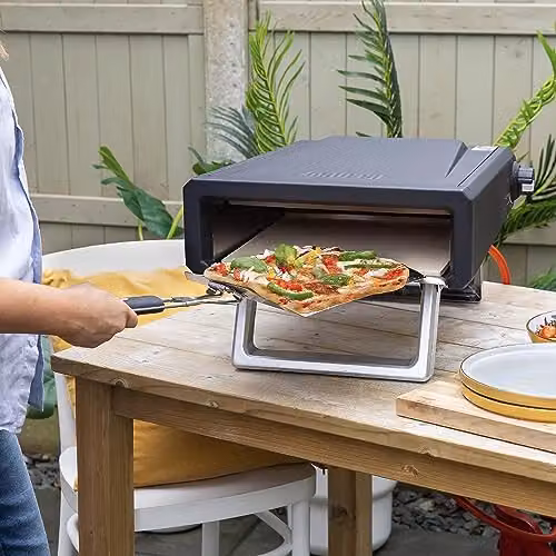 Zanussi ZGPO1PC Portable 12 inch Gas Fuelled Outdoor Pizza Oven with Paddle and Waterproof Cover in Black and Stainless Steel – 6